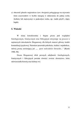 Strona 32 pracy „Nazwy sprzętów kuchennych, produktów spożywczych i posiłków w polszczyźnie mówionej mieszkańców Draganowej koło Dukli”