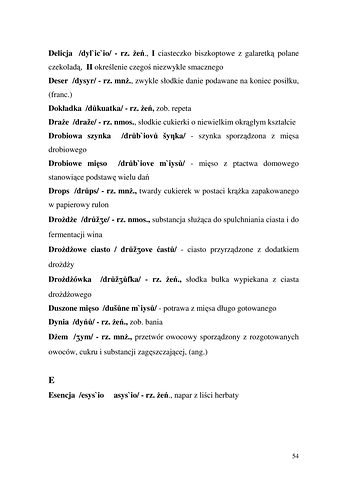 Strona 54 pracy „Nazwy sprzętów kuchennych, produktów spożywczych i posiłków w polszczyźnie mówionej mieszkańców Draganowej koło Dukli”